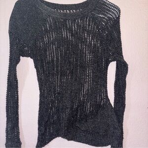 Converse Women's Charcoal Knit Sweater Y2K Vintage Asymmetrical
